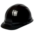Hard Hat with ratchet adjustment and 6 point nylon suspension in Black with one color Pad Print.